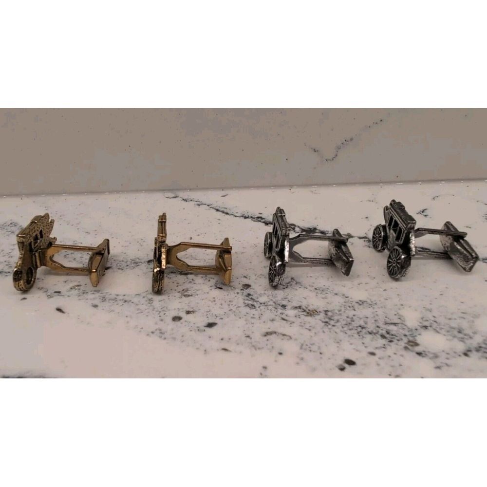 Vintage Zentall Lot Of Two‎ Stagecoach Cufflinks - Picture 4 of 6